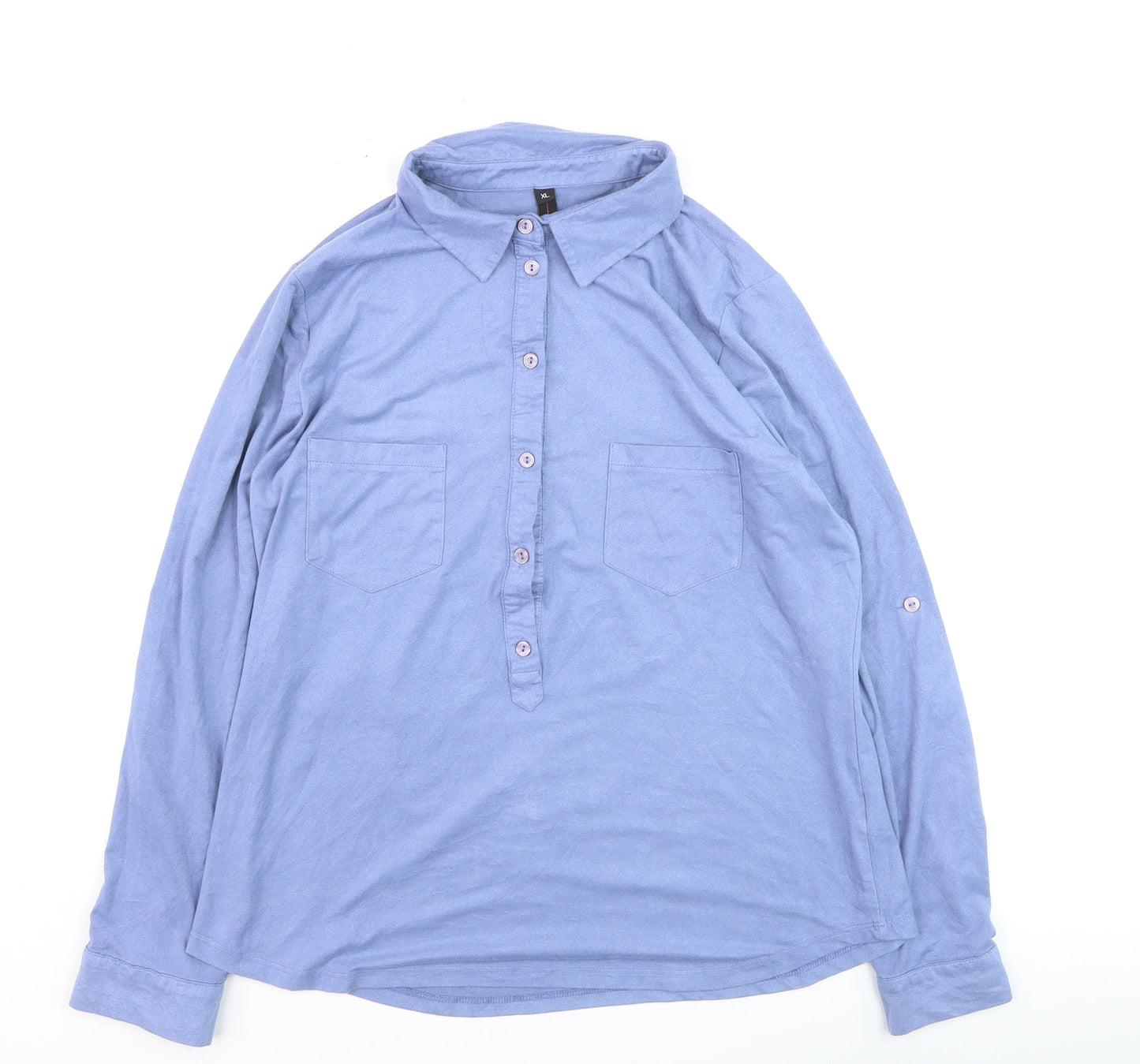 NED Men's Blue XL Polyester Blend Long Sleeve Dress Shirt