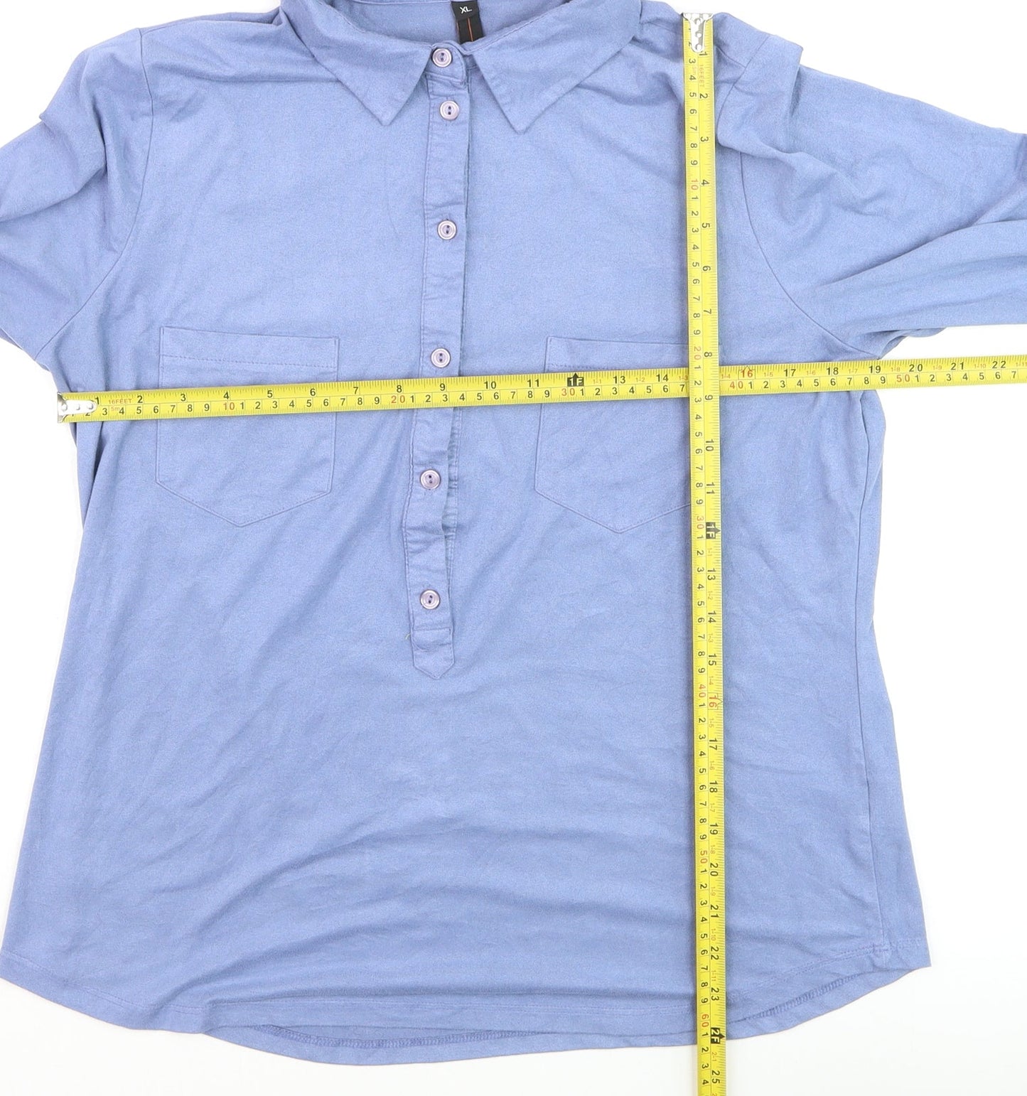 NED Men's Blue XL Polyester Blend Long Sleeve Dress Shirt