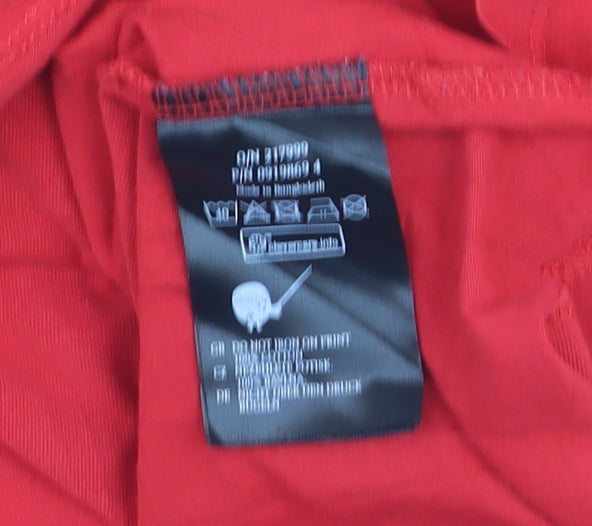 Monki Womens Red Cropped T-Shirt Medium Cotton Crew Neck Casual