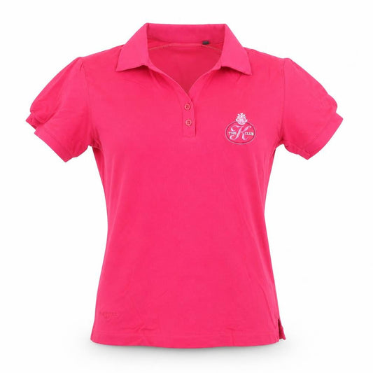 Front view of Glenmuir Women's Pink Polo Shirt M Collared Short Sleeve Sports Top