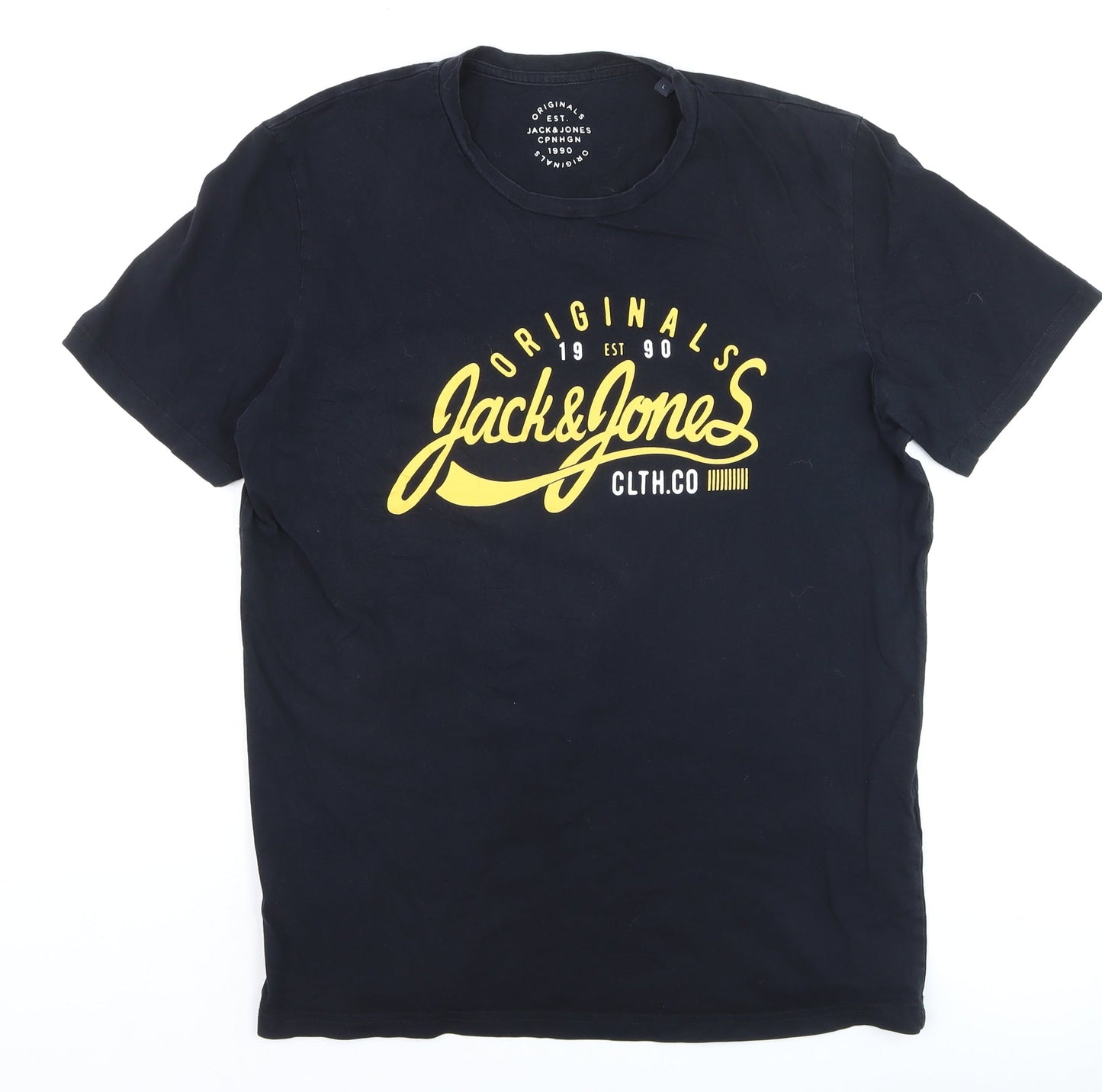 Jack & Jones Men’s Black Logo Graphic Crew Neck T-Shirt Size L