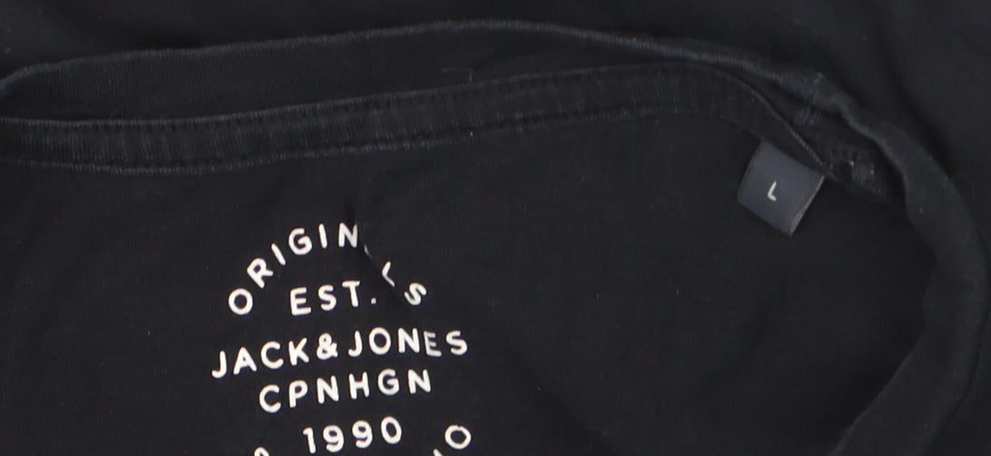 Jack & Jones Men’s Black Logo Graphic Crew Neck T-Shirt Size L