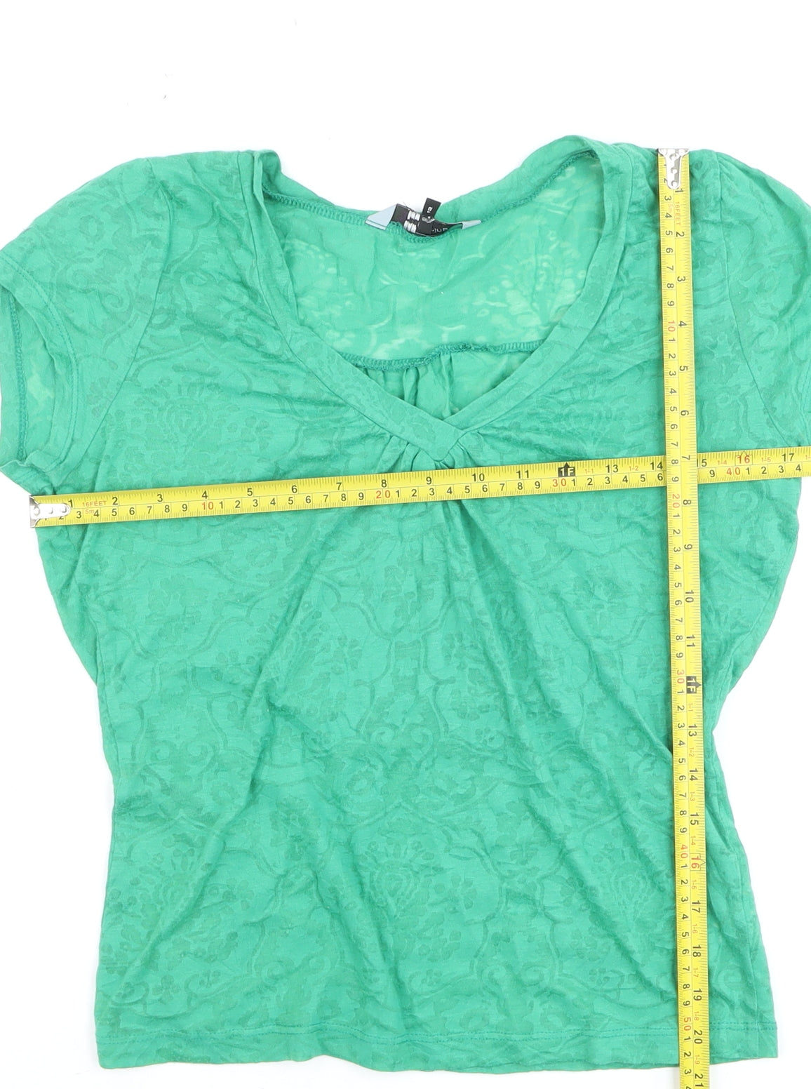 Red Herring Women's Green Floral V-Neck Short Sleeve T-Shirt Size 12