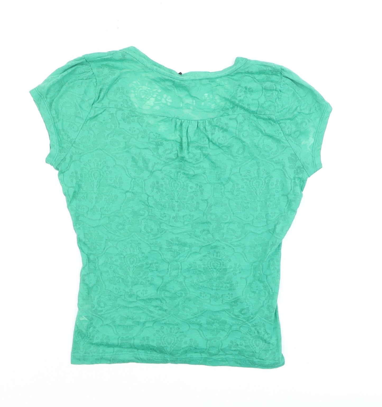 Red Herring Women's Green Floral V-Neck Short Sleeve T-Shirt Size 12