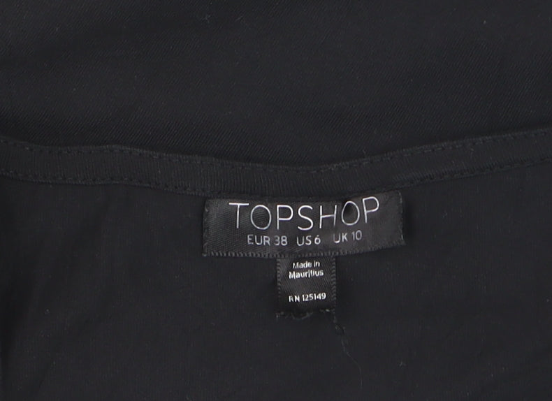 Topshop Women’s Black Floral Embroidered Cropped Long Sleeve Blouse Size 10