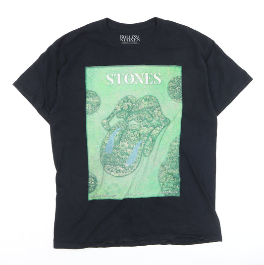 Rolling Stones Men's Black L Band Graphic Cotton T-Shirt