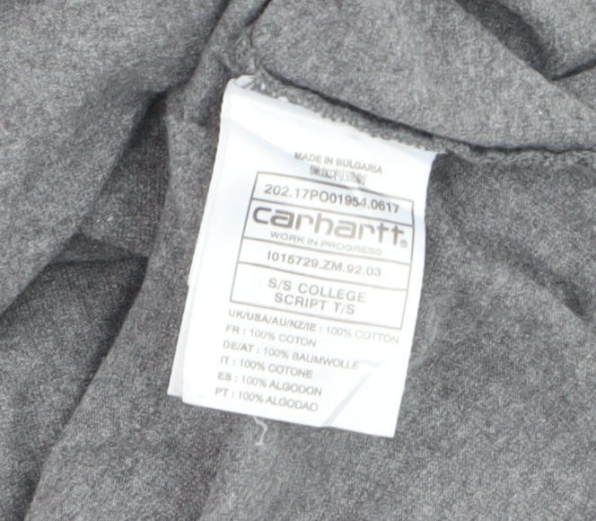 Carhartt Men's Grey S/S College Script T-Shirt Small