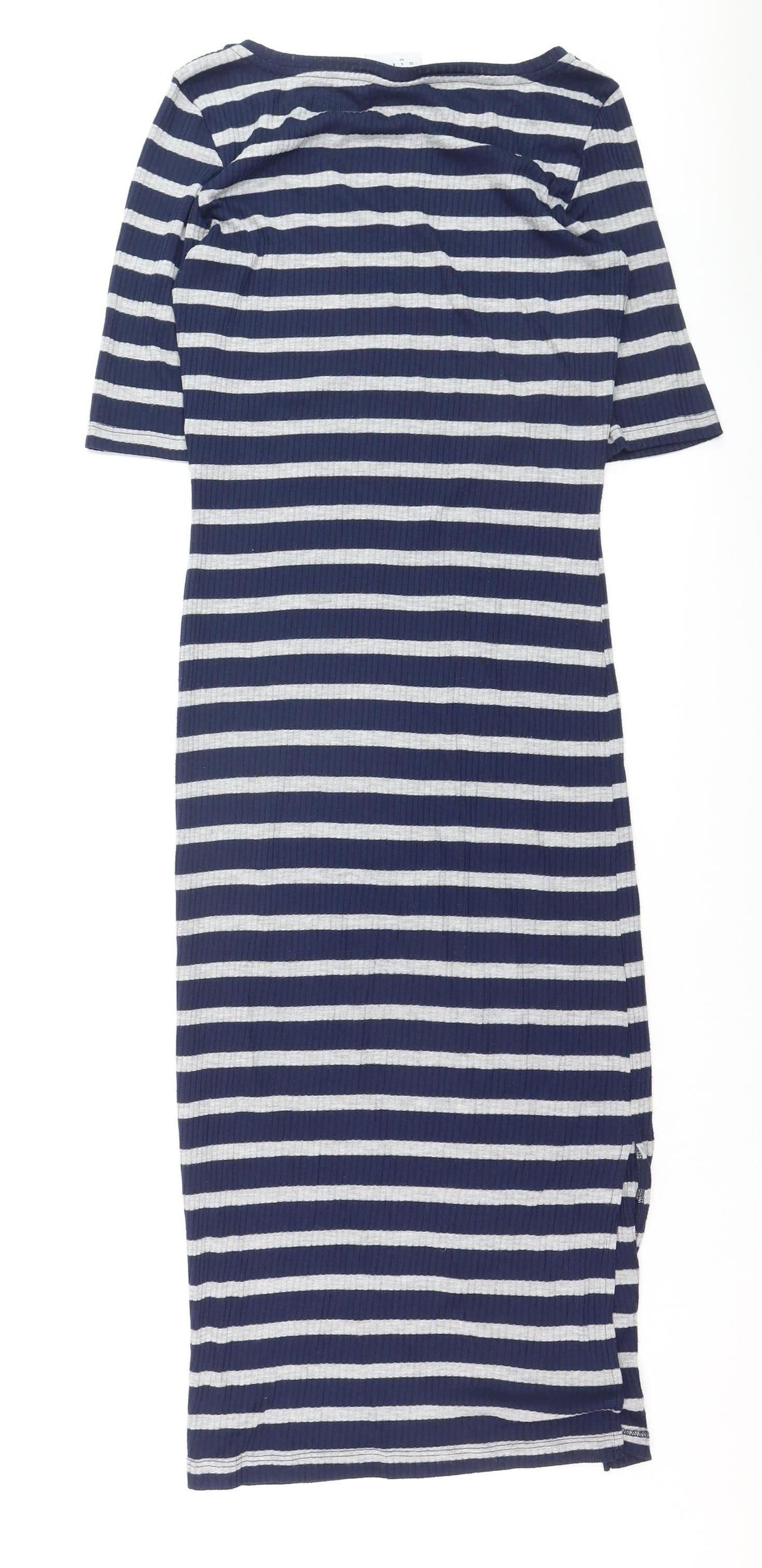 Vero Moda Women Blue Striped Bodycon Jersey Dress Size M