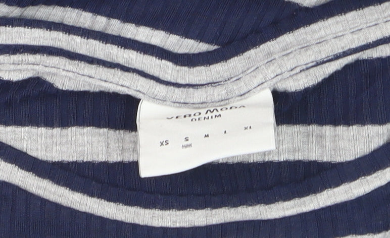 Vero Moda Women Blue Striped Bodycon Jersey Dress Size M