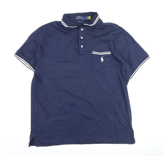 Ralph Lauren Men's Blue Slim Fit Polo Shirt Size L