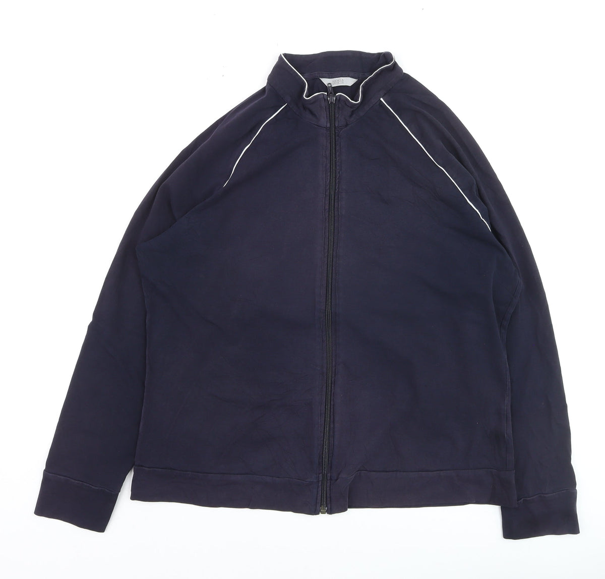 Marks & Spencer Women's Blue Size 20 Track Jacket Full Zip Cotton Blend