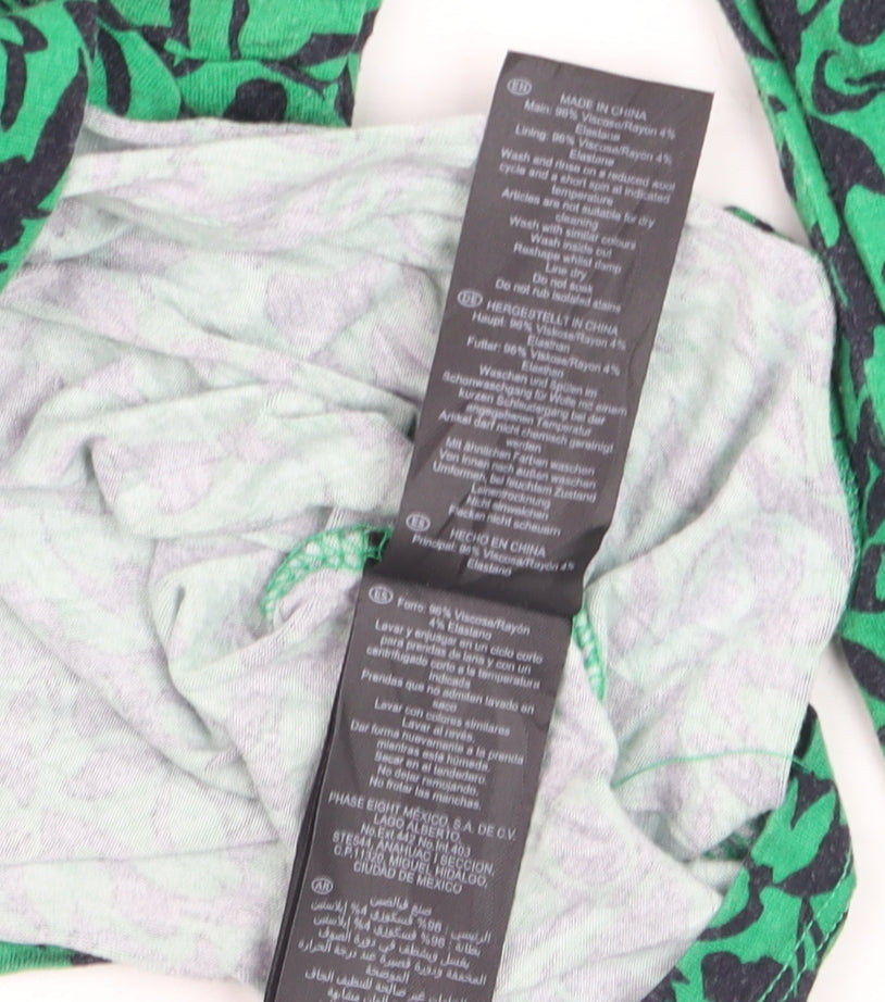Hobbs Women Green Floral Long Sleeve Wrap Blouse Size S