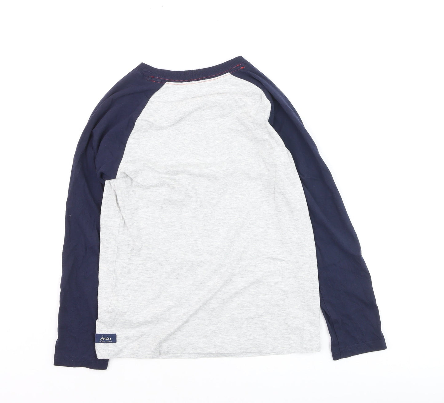 Joules Boys Grey Long Sleeve Dinosaur Tricep-A-Tops Cotton T-Shirt 9-10 Years