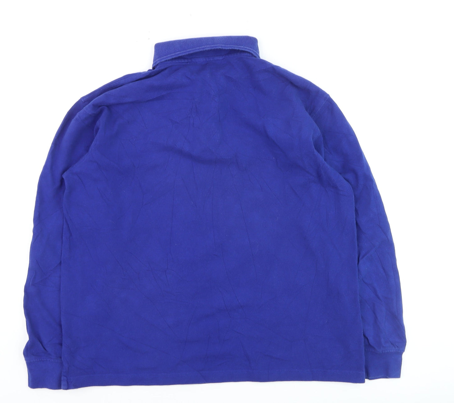 Cotton Traders Boys Blue Long Sleeve Polo Shirt M 100% Cotton