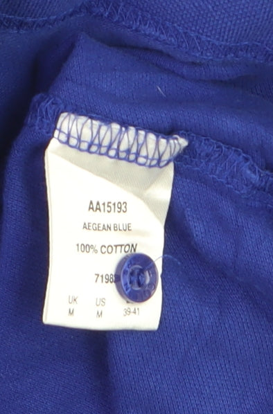Cotton Traders Boys Blue Long Sleeve Polo Shirt M 100% Cotton