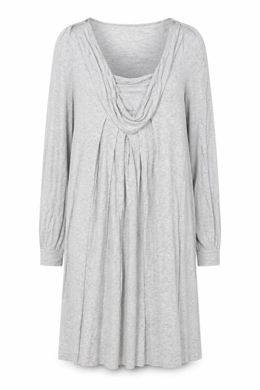 Blunauta Women Grey XS Long Sleeve Cowl Neck Shift Dress