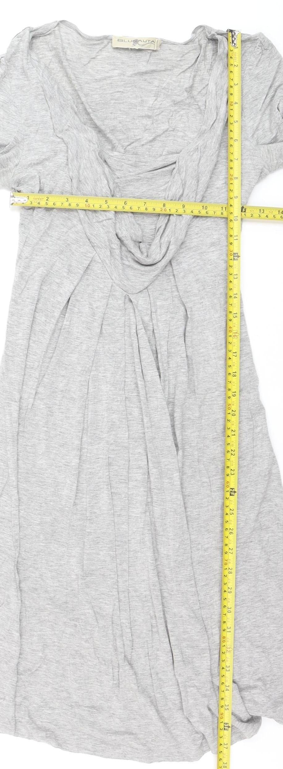 Blunauta Women Grey XS Long Sleeve Cowl Neck Shift Dress