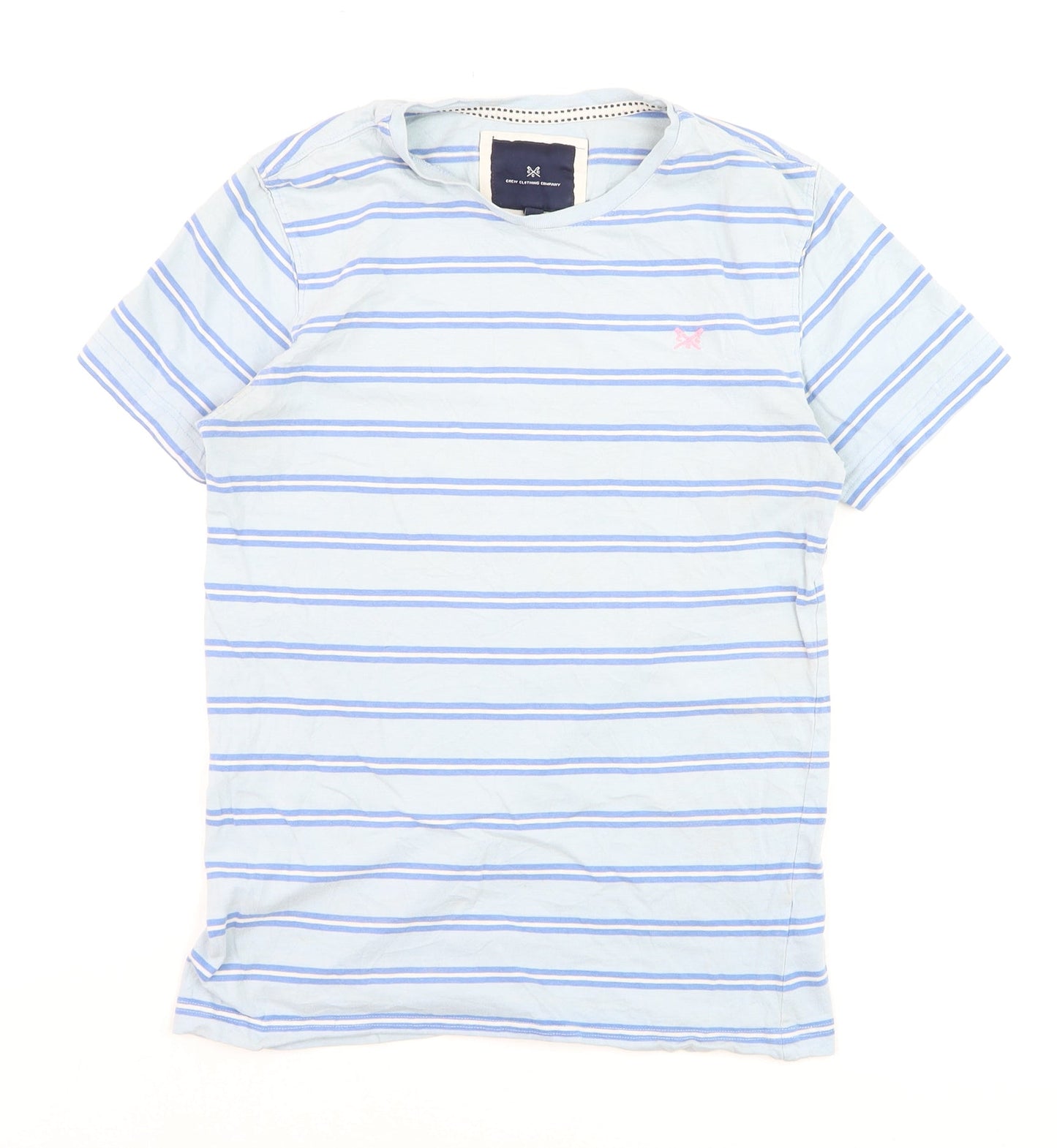 Crew Clothing Company Men's Blue Striped Cotton T-Shirt - Size S