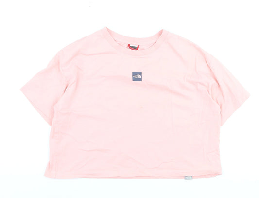 The North Face Womens Pink Cotton Cropped T-Shirt Size M
