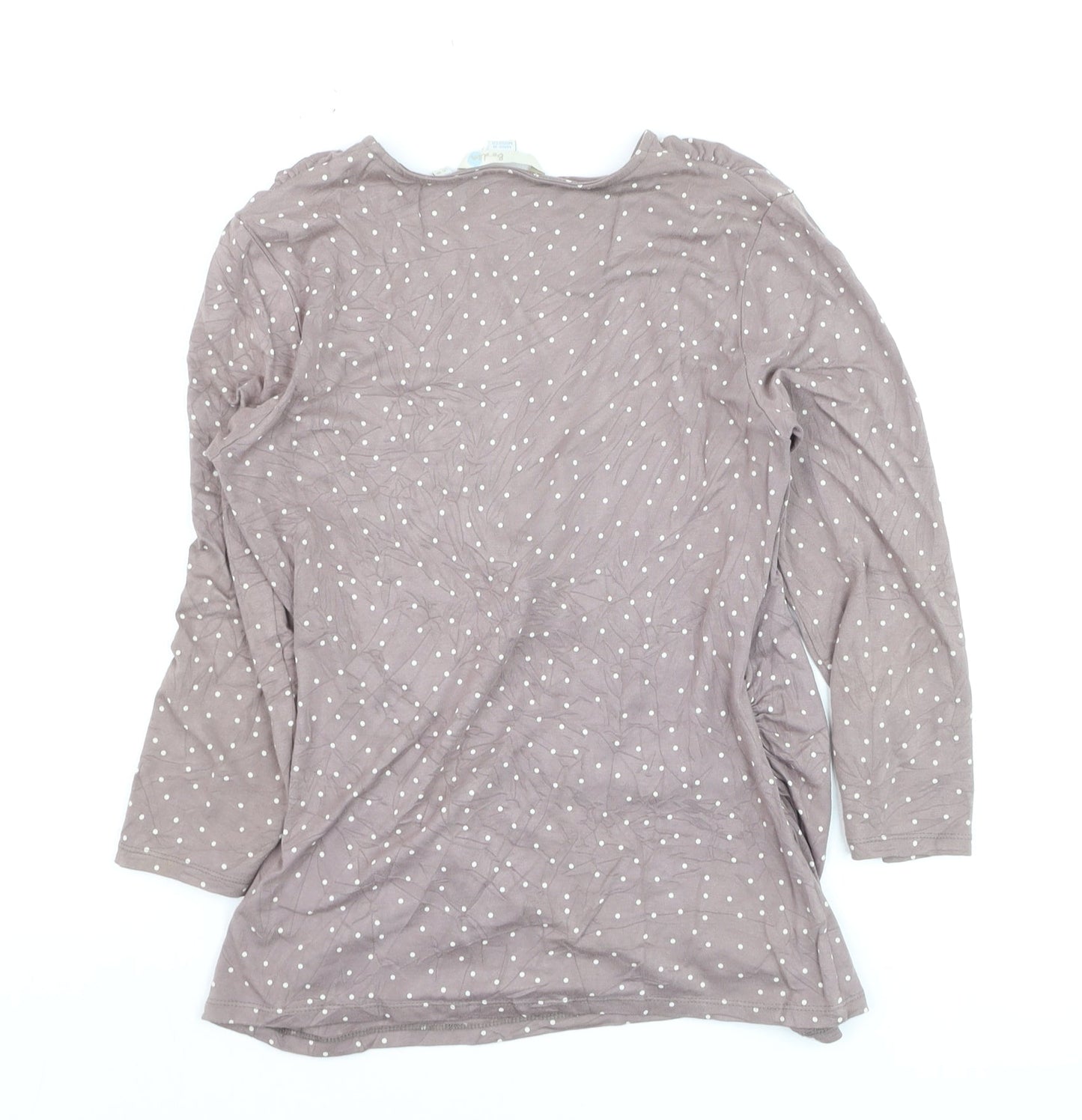 Boden Womens Brown Polka Dot Wrap Blouse Size 12 Viscose 3/4 Sleeve