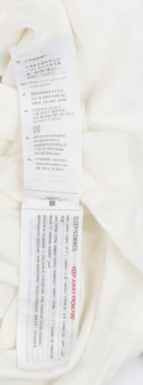 Hollister Boys White Cotton Long Sleeve Pyjama Top M