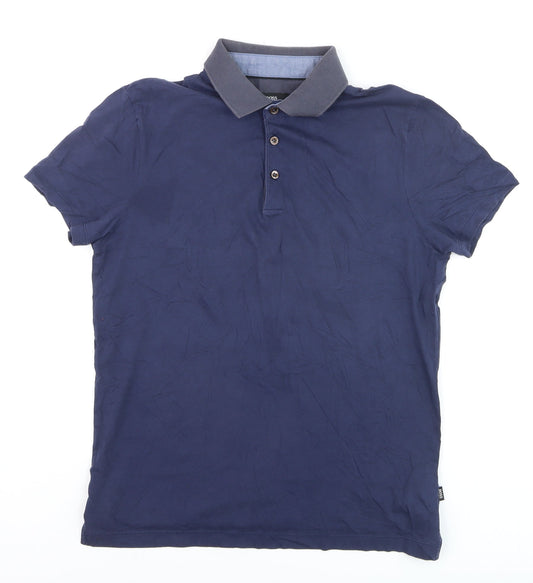 BOSS Mens Blue Slim Fit Cotton Polo Shirt M Short Sleeve Collared