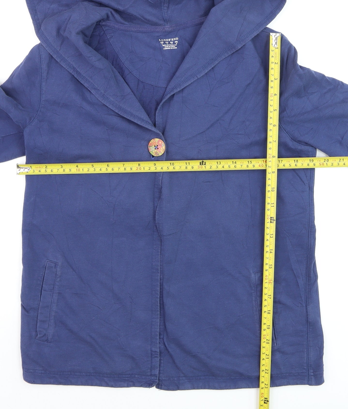 Lands' End Women’s Blue Hooded Cotton Jacket Size 10