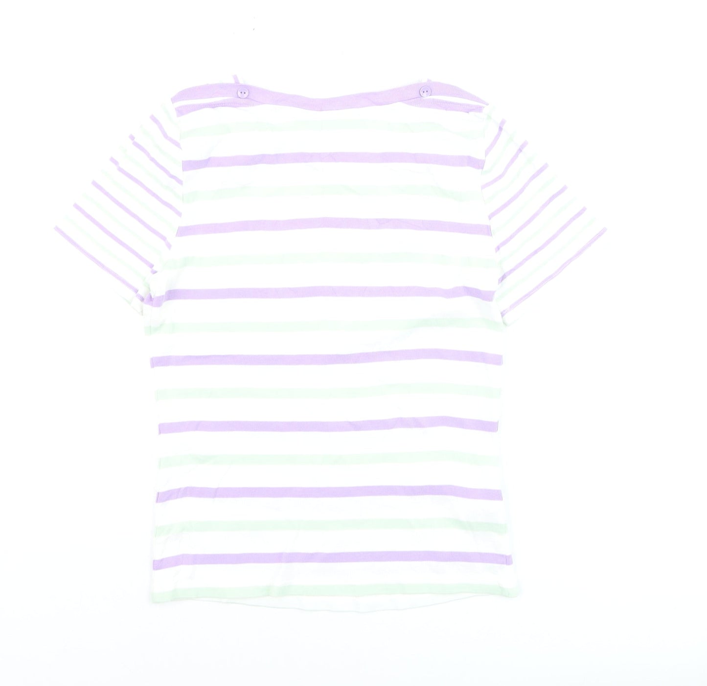 Laura Ashley Women's Multicoloured Striped Cotton T-Shirt Size 10