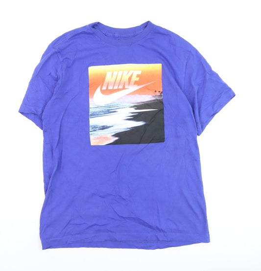 Nike Men's Blue Beach Graphic Print T-Shirt Size M