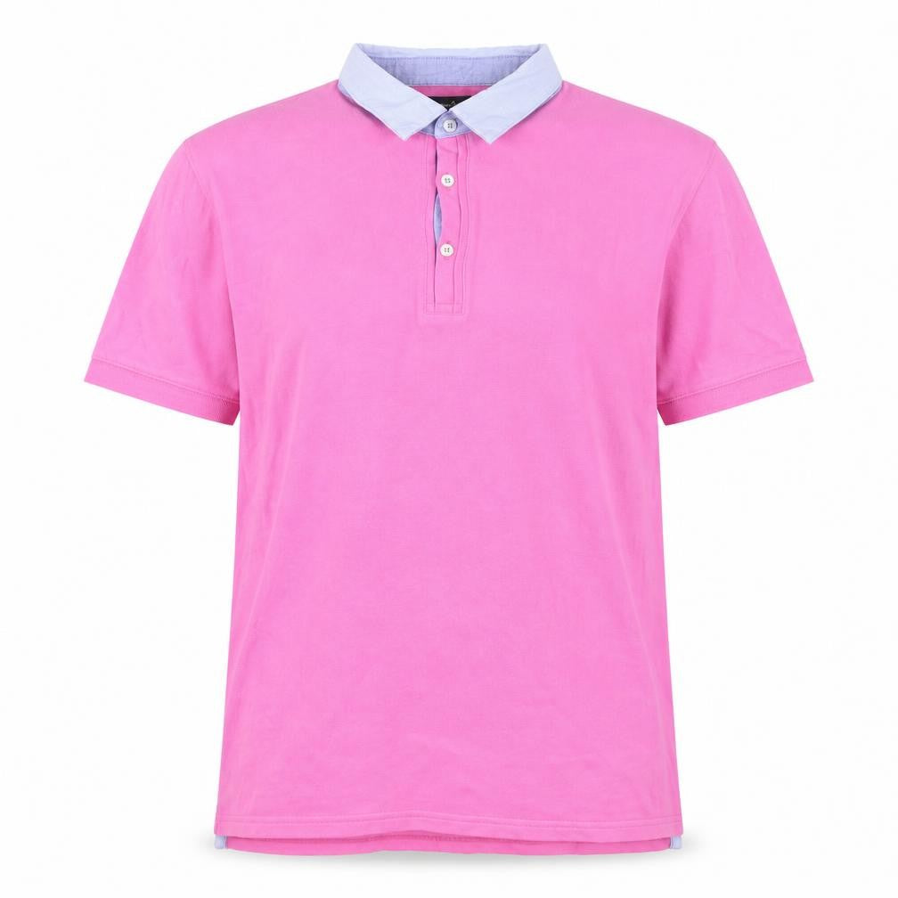 Massimo Dutti Men's Pink Cotton Polo Shirt XL Collared
