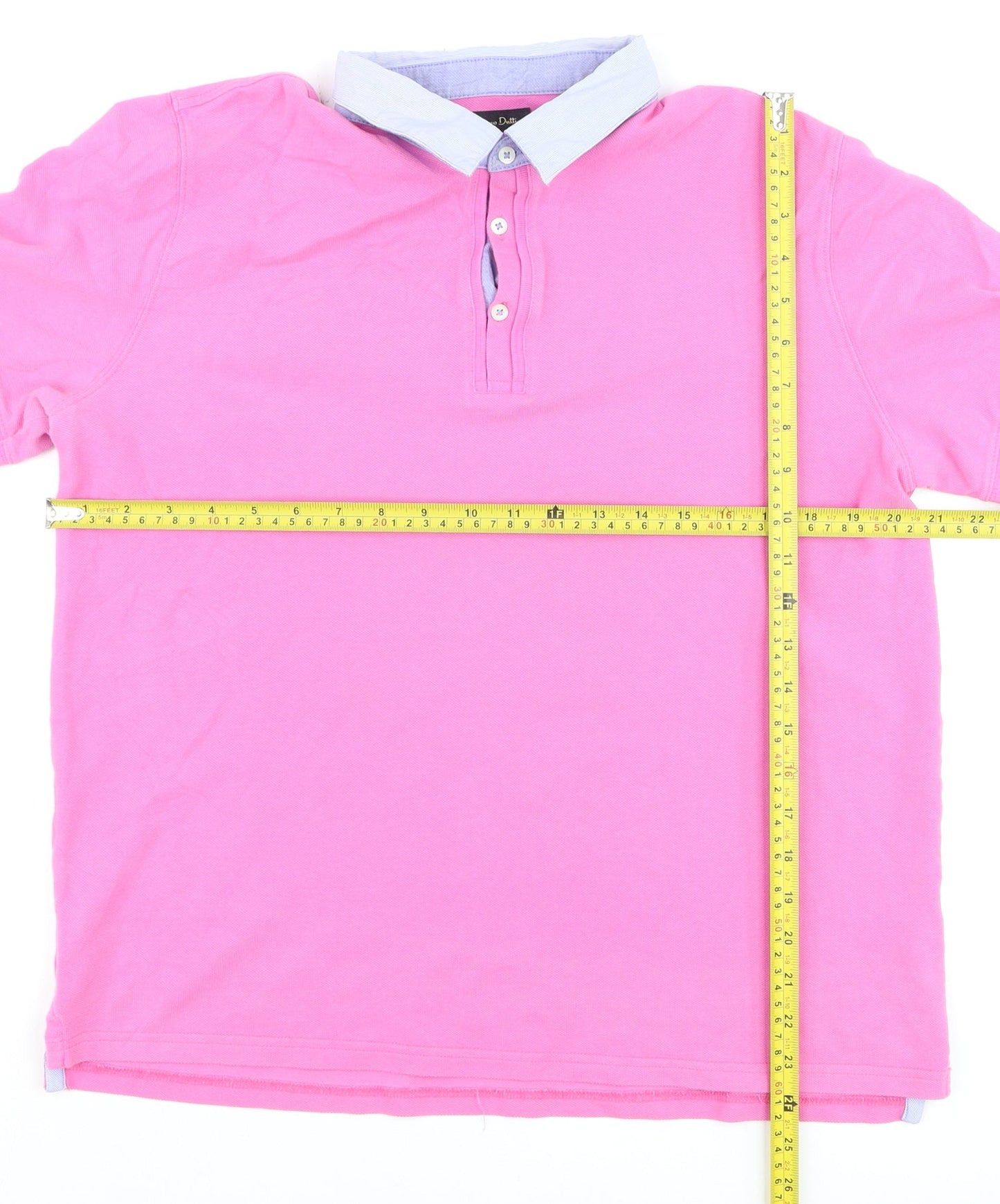 Massimo Dutti Men's Pink Cotton Polo Shirt XL Collared