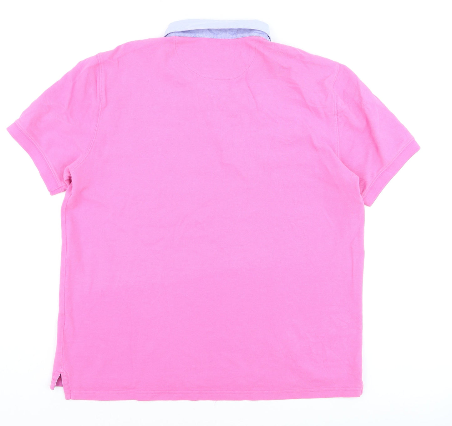 Massimo Dutti Men's Pink Cotton Polo Shirt XL Collared