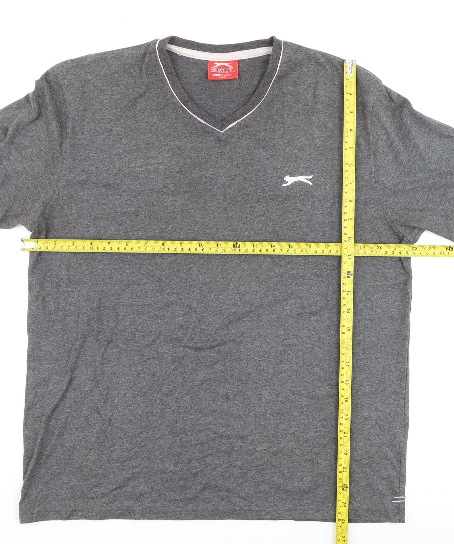 Slazenger Men's Grey V-Neck Short Sleeve T-Shirt Size L