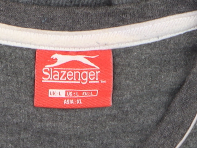 Slazenger Men's Grey V-Neck Short Sleeve T-Shirt Size L