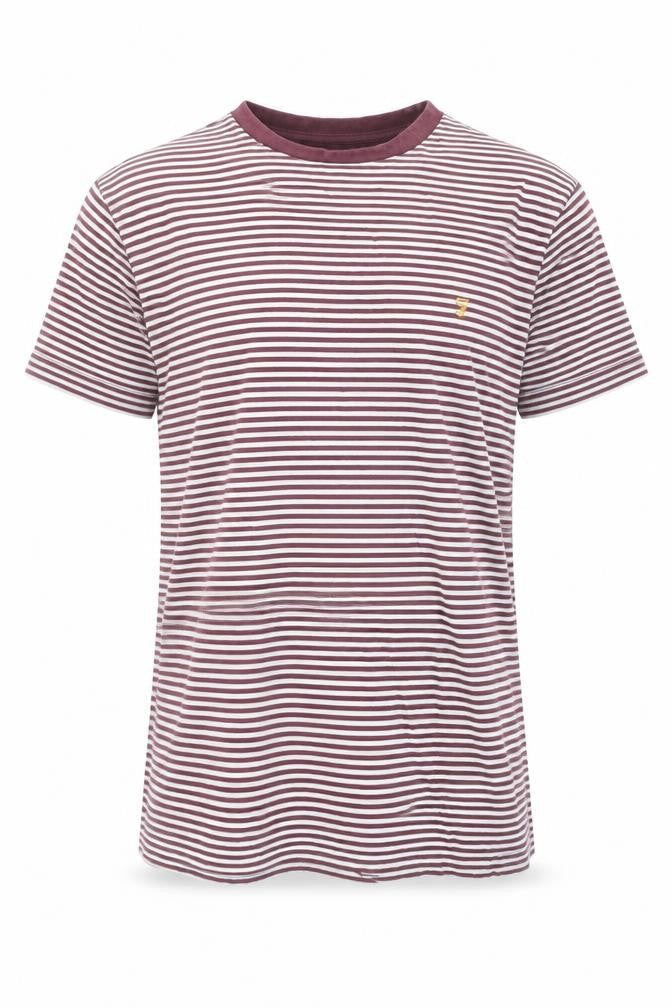 Farah Men's Brown White Striped Cotton Crew Neck T-Shirt Size S