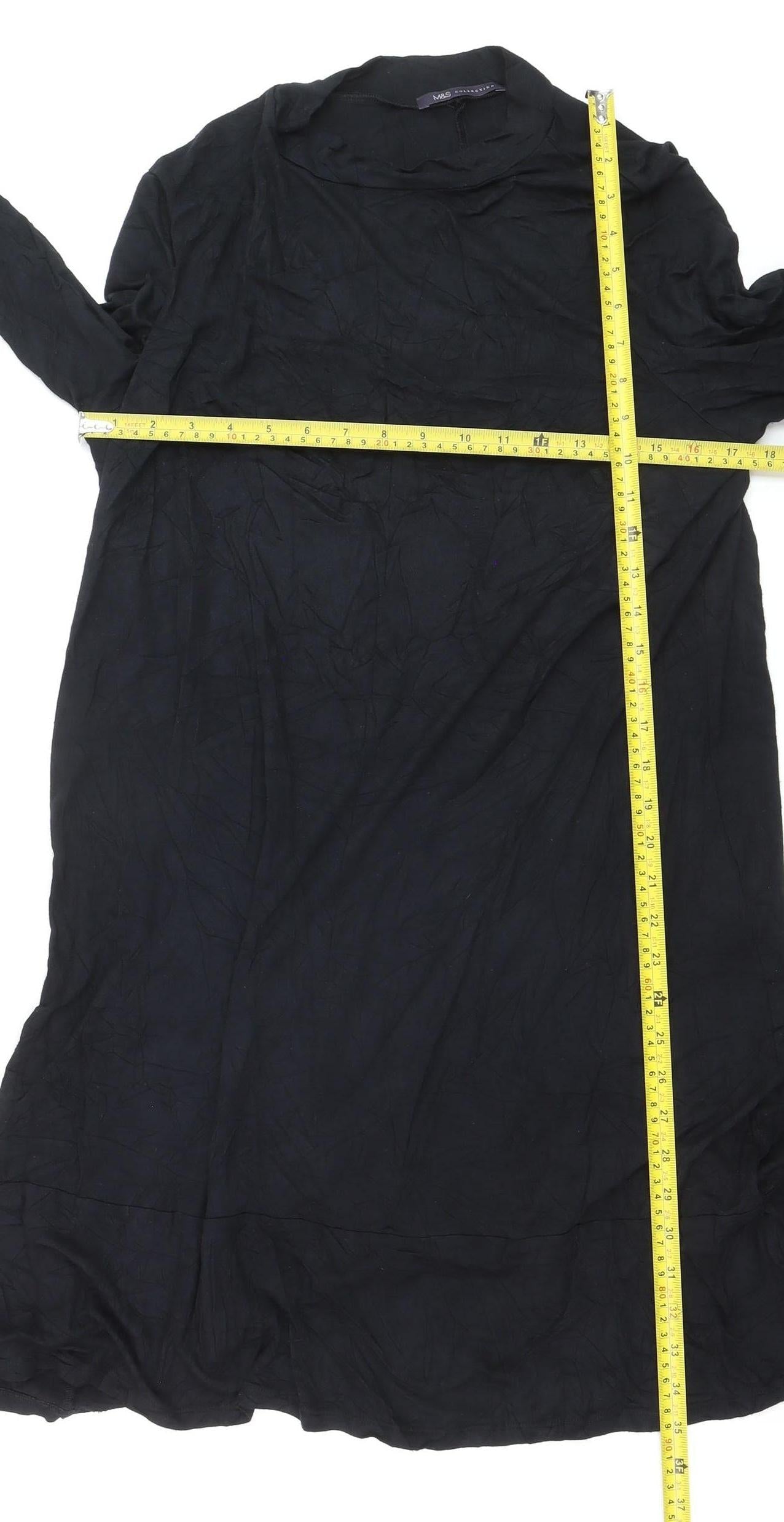 Marks and Spencer Women Black Size 18 High Neck Long Sleeve Tunic Jumper