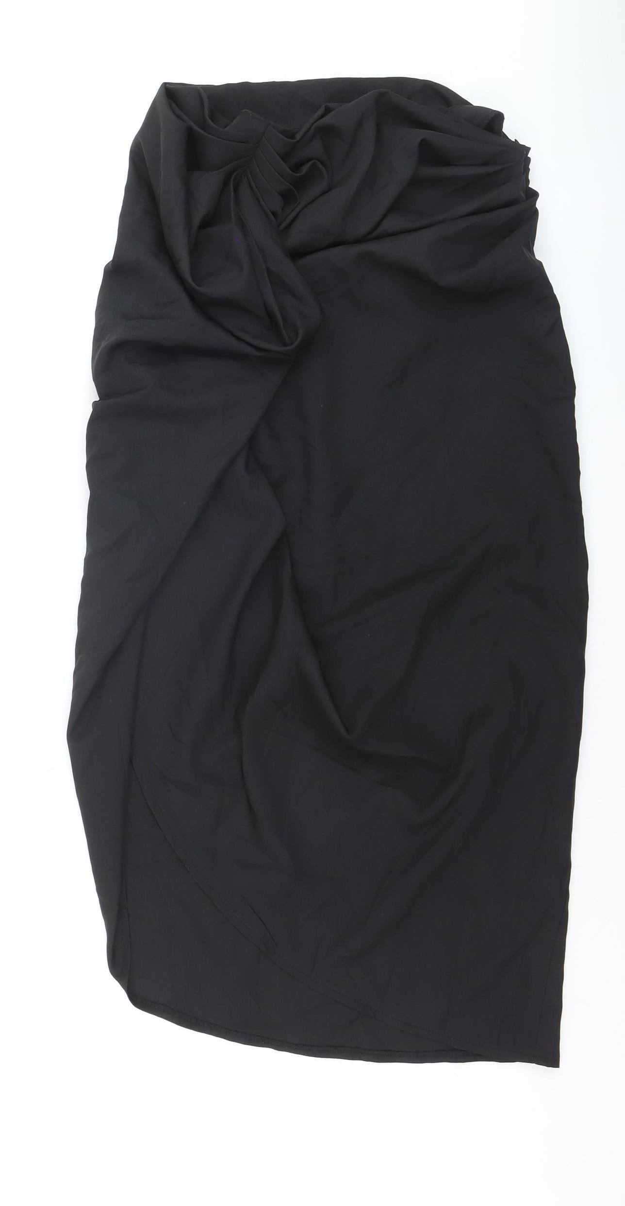 PrettyLittleThing Women’s Black Wrap Midi Skirt Size 8