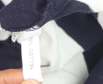 Jessica Men’s Blue White Striped 100% Cotton Polo Shirt Size L