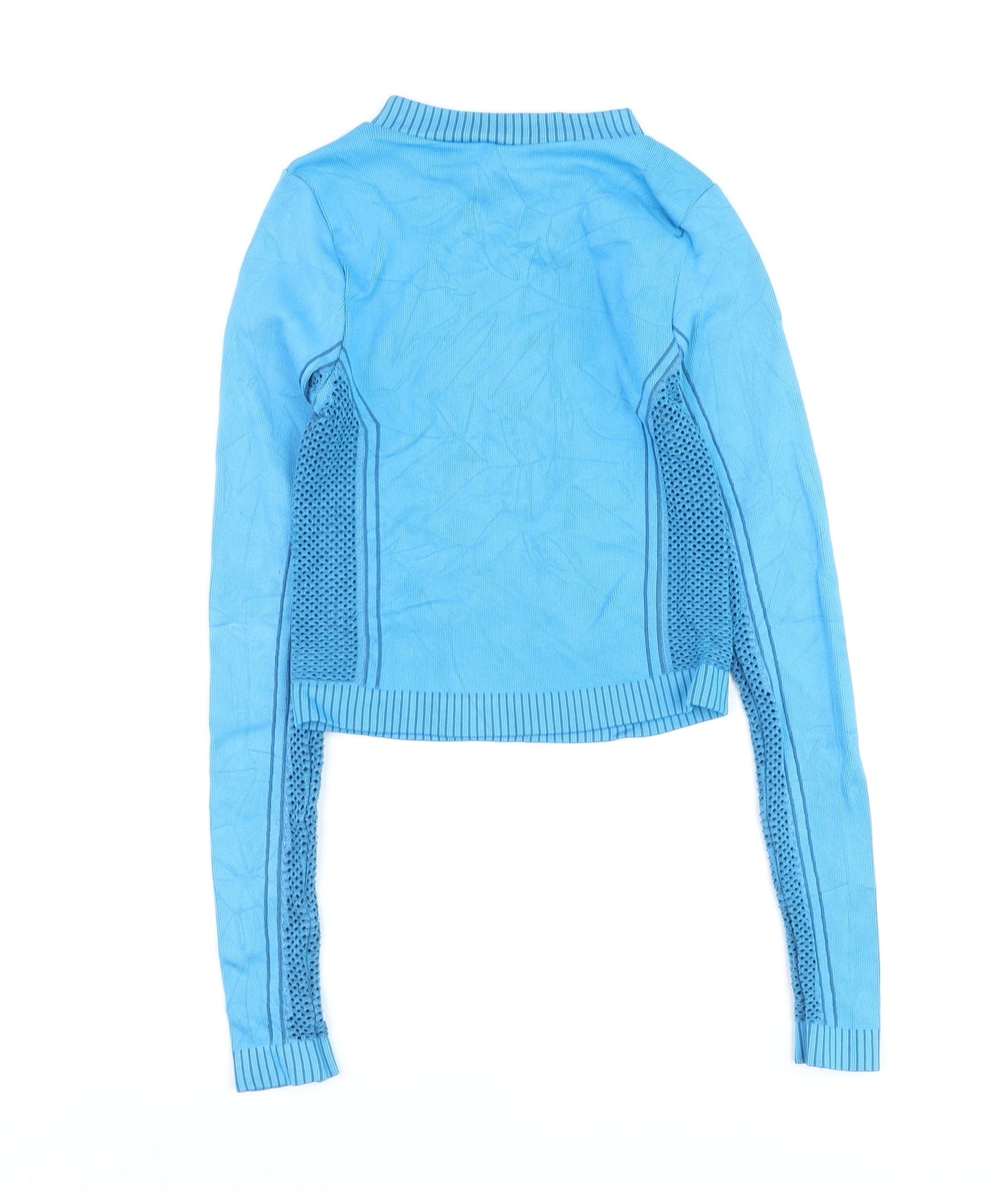 iets frans Blue Long Sleeve Cropped Activewear Top Size S
