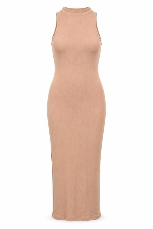 Missguided Women’s Beige Sleeveless Midi Bodycon Dress Size 8