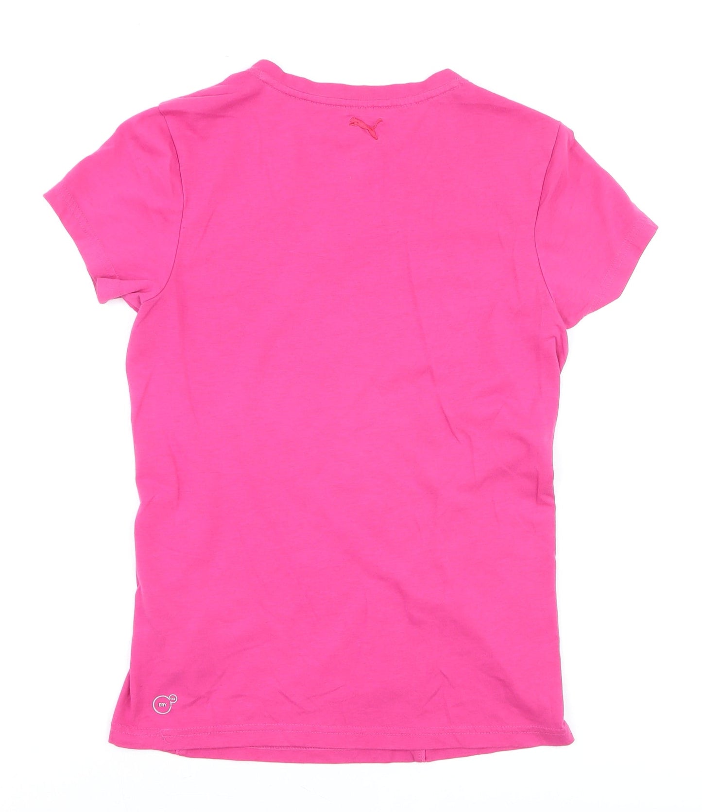 Puma Women's Pink V-Neck Slim Fit Sportstyle T-Shirt Size S