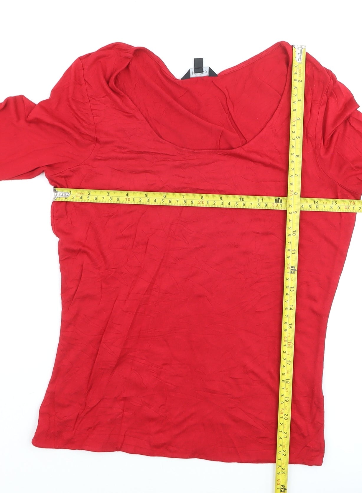 Hobbs Women’s Red 3/4 Sleeve Scoop Neck Stretch Top S