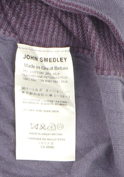 John Smedley Women's Purple Cotton Silk Crew Neck Jumper Size M