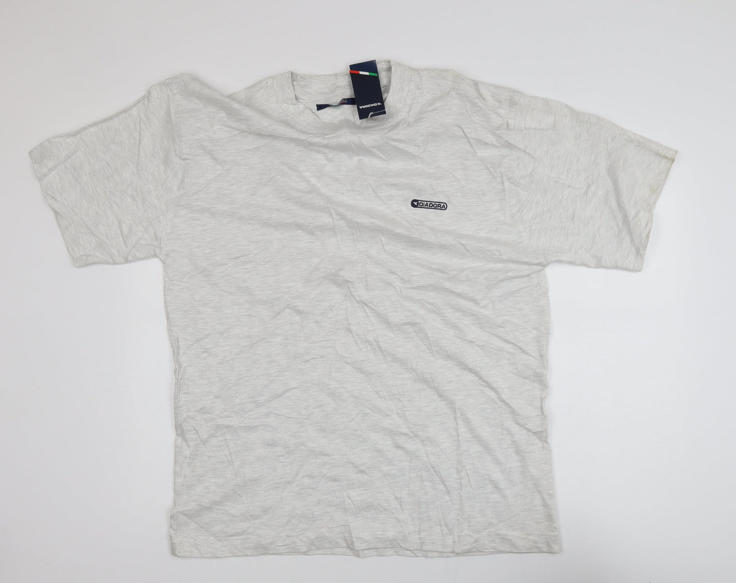 Diadora Men’s Grey Crew Neck Short Sleeve Cotton T-Shirt Size L