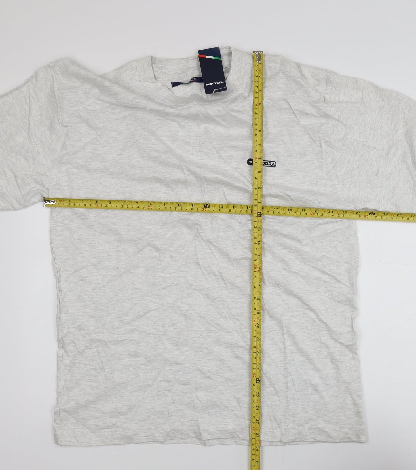 Diadora Men’s Grey Crew Neck Short Sleeve Cotton T-Shirt Size L