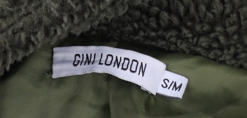 Gini London Women's Green Long Teddy Fleece Overcoat Size S