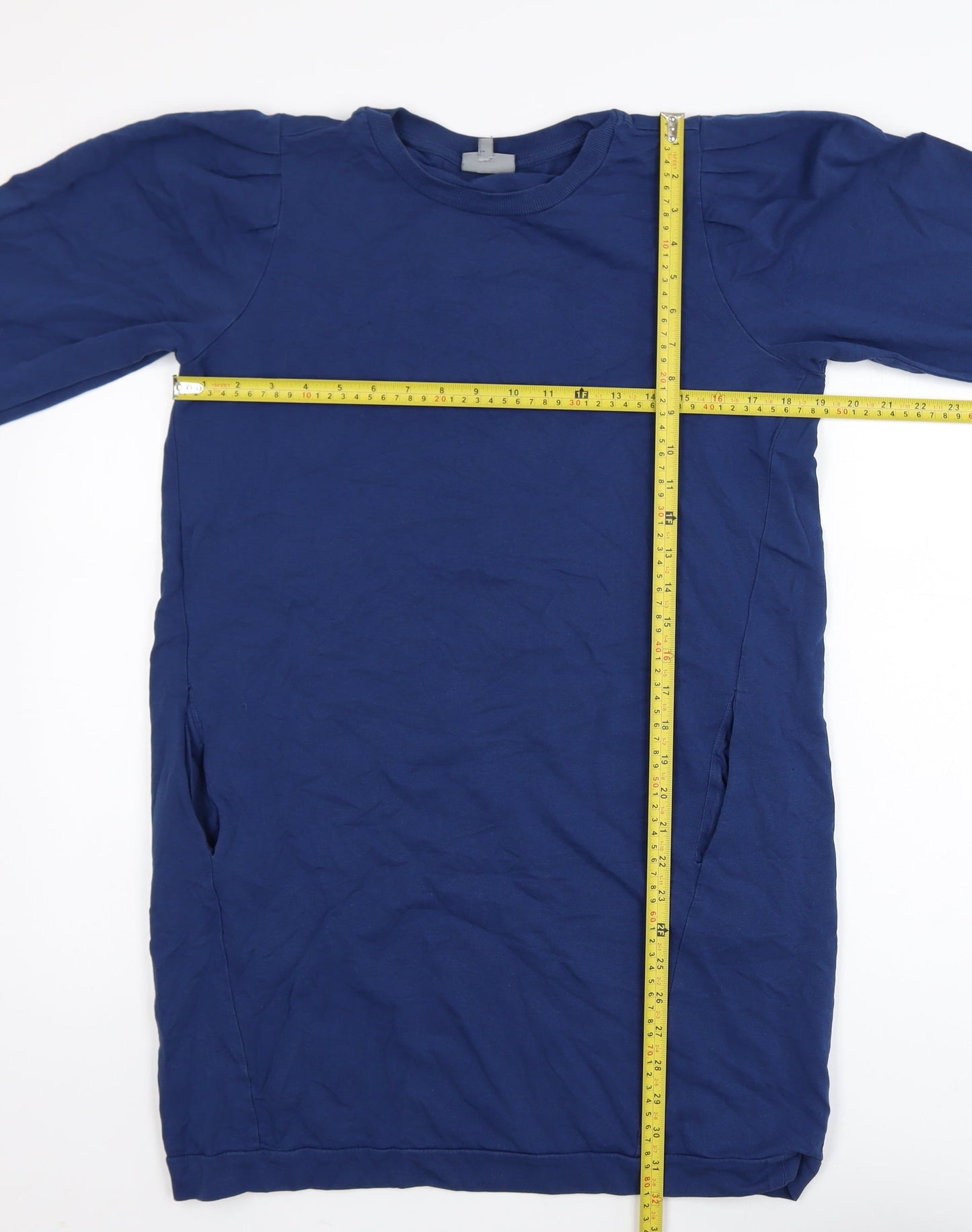 Oliver Bonas Women Blue Tunic Sweatshirt UK 12 Cotton Blend