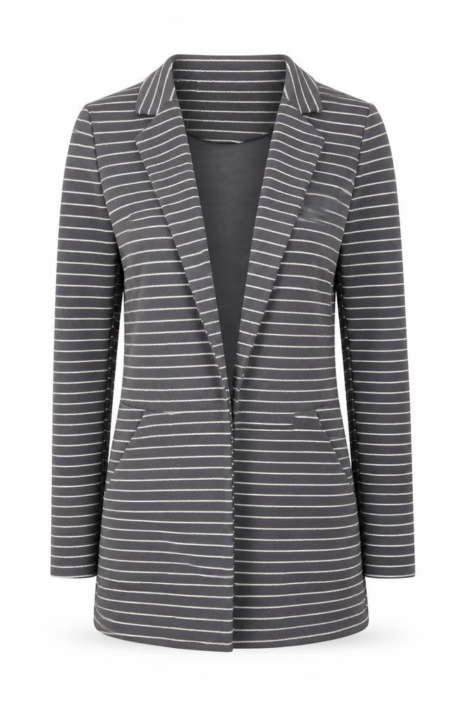 Paolo Casalini Women's Grey Striped Slim Fit Blazer XS