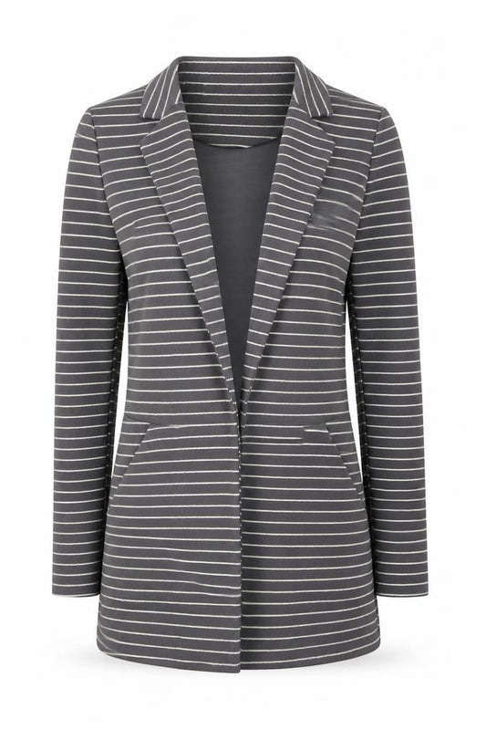 Paolo Casalini Women's Grey Striped Slim Fit Blazer XS