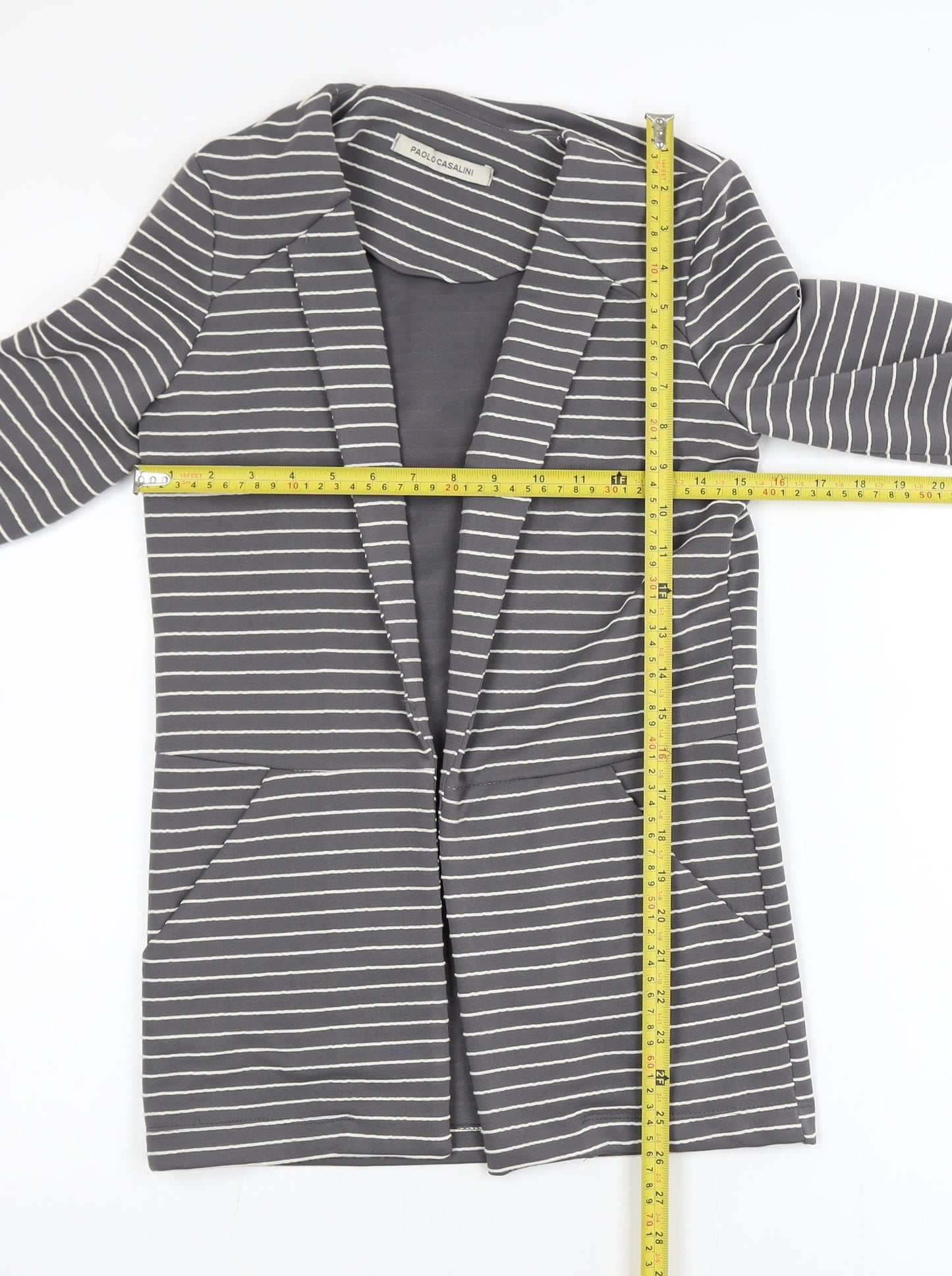 Paolo Casalini Women's Grey Striped Slim Fit Blazer XS